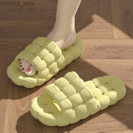 home shoes Women Bathroom House Cheese Slippers Leaking Quick-drying Shower Slipper Light Weight Waterproof Beach Flip Flop Swimming Slides Y240401
