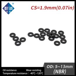 300PCS/lot Rubber Black NBR CS1.9mm OD5/5.5/6/6.5/7/7.5/8/8.5/9/10/10.5/11/11.5/12/13mm O Ring Gasket Oil resistant waterproof.-