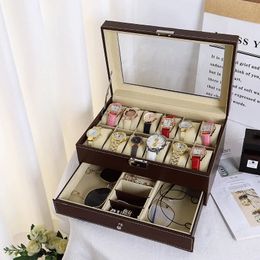 Exquisite Selling Doublelayer Watch Jewelry Box Highcapacity Glasses Storage Sunglasses Display 240327