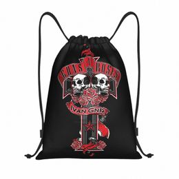 custom Guns N Roses Bullet Logo Drawstring Backpack Bags Women Lightweight Heavy Metal Gym Sports Sackpack Sacks for Shop x34D#