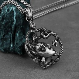 Chains Gothic Stainless Steel Pendant Necklace For Men And Women Medusa Hall Hip Hop Rock Party Jewelry