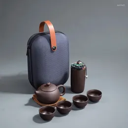 Teaware Sets Purple Sand Tea Pot 200ml Chinese Porcelain 4 Cups Travel Cup Handmade S