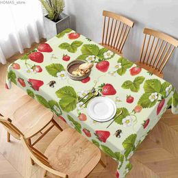 Table Cloth Lovely Strawberry Rectangle Tablecloth Holiday Party Decorations Reusable Waterproof Table Cover for Kitchen Dining Table Decor Y240401