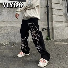 Spider Printed Y2K Clothes Straight Vintage Casual Jeans Pant Women Ripped Oversize Loose Denim Trousers Streetwear Pants Men 240329