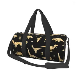 Outdoor Bags Gold Origami Dinos Fabric Sport Boho Gift With Shoes Gym Bag Weekend Male Female Design Handbag Training Funny Fitness