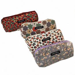 corduroy Floral Travel Cosmetic Lipstick Purse Storage Bag Kawaii Women Makeup Handbags Organiser Wallet Pouch Pencil Case Bags m90t#