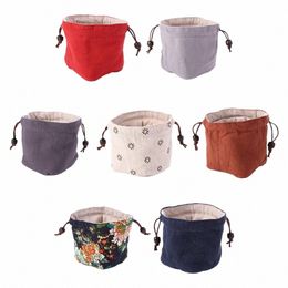 pattern Small Purse Drawstring Bundle Pocket Jewellery Storage Bag Tea Tools Teae Storage Bag Teapot Bundle Pocket Teacup Bag l19x#