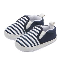 Infant Newborn Baby Flat Shoes, Stripe Print Non-Slip Slippers Soft Sole Adorable Baby Booties Babies First Walking Shoes 0-18M