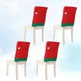 Chair Covers 4pcs Christmas Cover Hat Slipcover Xmas Back For Holiday Dining Room Decoration Red