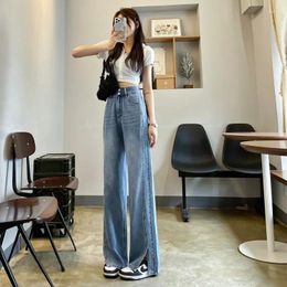 Women's Jeans Chic Pants High Waist Straight Streetwear Style Trouser Y2K Vintage Split Baggy Oversize For Women