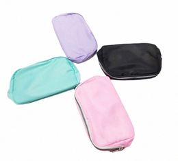 dhl50pcs Cosmetic Bags Nyl Plain Large Capacity Waterproof Protable Lg Makeup Bag Mix Colour p6up#