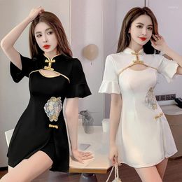 Work Dresses 2024 Women Summer Improved Qipao Style Chinese Retro Short Dress And Shorts Two Piece Set Outfits