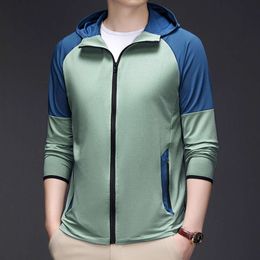 Spring Quick Dried Ice Silk Long Sleeved Sports Sweatshirt for Mens Leisure Fitness Outdoor Sunscreen Cardigan T-shirt