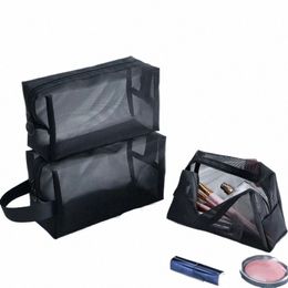 women Travel Zipper Make Up Organiser W Toiletry Beauty Storage Bag Pouch Portable Mesh Transparent Cosmetic Bag Makeup Case X1JJ#