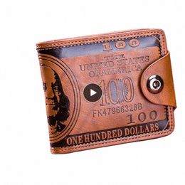 1/2/4pcs Hot Selling Men's Short Wallet Prure Change Magnetic Buckle Wallet Double Line Hundred Dollar Bill Wallet q9lX#