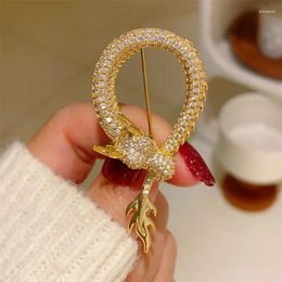 Brooches Chinese Auspicious Gragon Zodiac For Men And Women Elegant Cubic Zirconia Jacket Suit Accessories Pins Holiday Gift