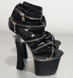 Dance Shoes Sexy Heels With Square Zippers Platform Chic Gladiator Sandals And Exotic 18 Cm High