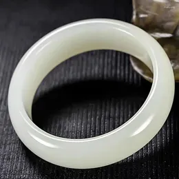 Bangle Genuine Natural White Jade Bracelet Charm Jewellery Fashion Accessories Hand-Carved Lucky Amulet Gift