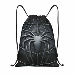 custom Spider Web Drawstring Bags for Shop Yoga Backpacks Men Women Sports Gym Sackpack p93Z#