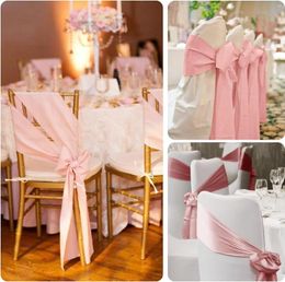 Chair Covers Satin Sashes 17 275cm Silk Ribbon Bows Cover Decoration For Wedding Banquet Home Party Event El