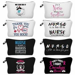 carto Alphabet Print Nurse Cosmetic Bag Hospital Doctor Gift Makeup Bag Travel Mini Toiletry Bag Ladies Purse Organiser Insert A2ED#