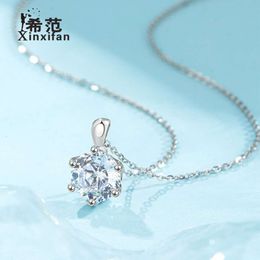 Chinese Brand Pure Silver Large Zircon Single Diamond Pendant Necklace with A Unique Temperament, Fashionable and Socialite Female Collarbone Chain