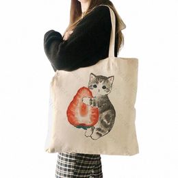 super Cute Cats Pattern Tote Bag Cats Friendly Market Bag Canvas Tote Bags Gift for Kids Gifts for Children's Day Women Cute Bag p954#