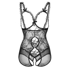 One-pieces Open Bra Erotic Lingerie Lace Sex Underwear Bodysuit See Through Mini Lenceria Teddy Babydoll Bodysuit Outfit