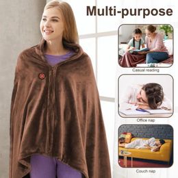 Blankets Warm Zippered Blanket Electric Adjustable Temperature Usb Shawl With One-touch Control Wearable For Women