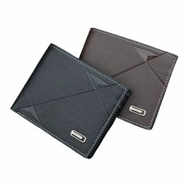 2023 New Spot men's wallet short multi-card fi casual young men thin three fold horiztal B6w2#