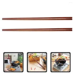 Kitchen Storage 2 Pairs Long Chopsticks Frying Red Sandalwood Cooking Japanese Wooden Noodle Anti-slip