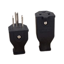 Black 125v 15a Nema L5-15P L5-15R US Female Male Connector USA Triprong Power Outlet Wiring Electrical Receptacle AC Socket Plug