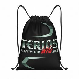 custom Terios Drawstring Bags for Training Yoga Backpacks Women Men Sports Gym Sackpack L8ZB#