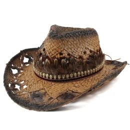 Summer Cowboy Hat Simple Western European and American Cowboy Straw Hat Sunscreen Hat Sunvisor Hat Sombrero