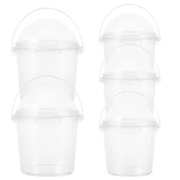 Disposable Cups Straws 5 Pcs Transparent Bucket Popcorn Food Clear Plastic Container Fruits Containers Cookie Handbag Ice Cream