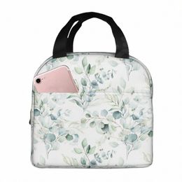 spring Leaf Floral Sage Thermal Lunch Bag Insulated Lunch Box for Women Meal Bento Tote Bag for Work Picnic Food Bag Cooler R86H#