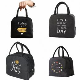 insulated Lunch Bag Zipper Cooler Tote Thermal Bag Lunch Box Canvas Food Picnic Lunch Bags for Work Handbag Food Pattern M6i2#