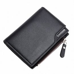 vintage Men PU Leather Wallet Short Slim Male Purses Mey Credit Card Holders with Zipper Men Wallet Mey Bag W8dt#