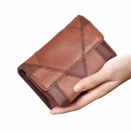 cobbler Legend Women's Wallet Made of Genuine Leather Wallet Short Coin Purse Ladies Stitching Leather Folding Card Card Holder F0Aj#
