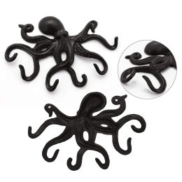 Octopus Wall Hooks Coat Racks Nautical Theme Key Hooks Towel Hanger Jacket Holder Necklace Jewellery Holder Belt Backpack Hanger