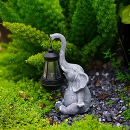 Goodeco Elephant/Giraffe Statue with Solar Lantern Figures for Garden/Yard Decortion Gifts for Women Men Mum Birthday Gift 240322