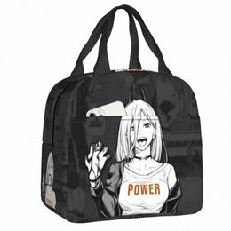 chainsaw Man Insulated Lunch Tote Bag Power Manga Reusable Thermal Cooler Lunch Box Cam Travel Picnic Food Ctainer Bags 36Kj#
