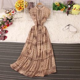 Party Dresses Vintage Ethnic Style Chic Print Dress Women's Summer Short-Sleeved A-Line Floral Bohemian Beach Vestidos Lady