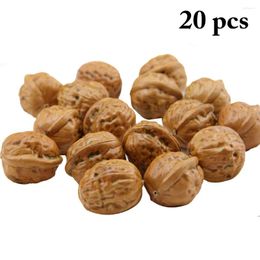 Decorative Flowers 20PCS Simulation Walnut Plastic Fake Artificial Food Multi-Purpose Fruit Home Desktop Decoration