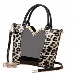 luxury Fi Women's Handbags Bright Leather Leopard Print Trendy Lady Tote Bag Top Handle Versatile Shoulder Menger Bags v5q5#