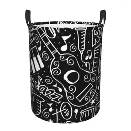 Laundry Bags Waterproof Storage Bag Music Doodle Household Dirty Basket Folding Bucket Clothes Organiser