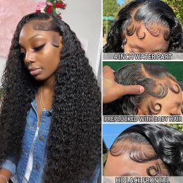 Kinky Curly 13x4 Lace Front Human Hair Wigs For Women Indian Deep Curly HD Lace Frontal Wig Water Wet And Wavy Lace Closure Wigs