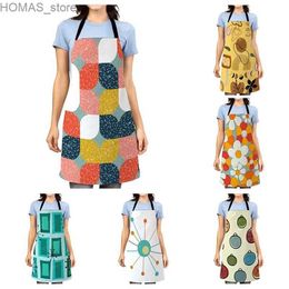 Aprons Aesthetic Women kitchen apron kids original Children Waterproof girl fashionable princess waiter work apron oil proof geometry Y240401AUAC