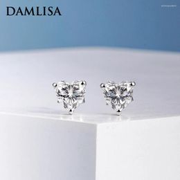 Stud Earrings DAMLISA Real 1ct 2ct D Colour Heart Cut Moissanite For Women 925 Sterling Silver Gemstone Wedding Jewellery
