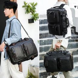 School Bags Vintage Men Business Casual Backpack Multi Use Large Capacity Big Travel Backpacks Trendy Soft Leather Luxury Designer